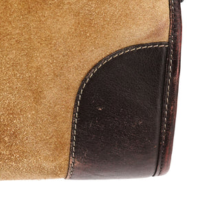 Beige Brown Suede Anagram Amazona Handbag