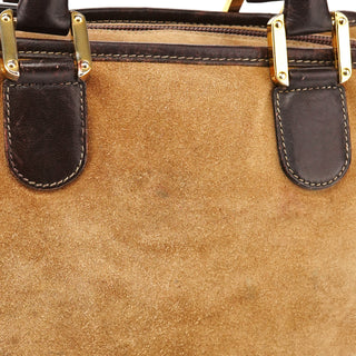 Beige Brown Suede Anagram Amazona Handbag