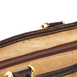 Beige Brown Suede Anagram Amazona Handbag