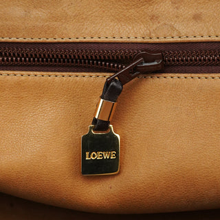 Beige Brown Suede Anagram Amazona Handbag