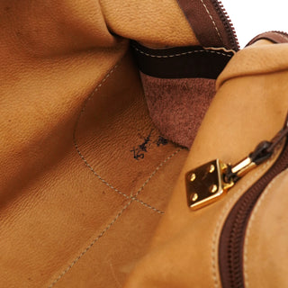 Beige Brown Suede Anagram Amazona Handbag