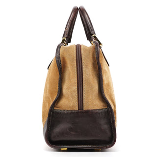 Beige Brown Suede Anagram Amazona Handbag