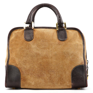 Beige Brown Suede Anagram Amazona Handbag