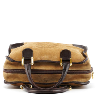 Beige Brown Suede Anagram Amazona Handbag