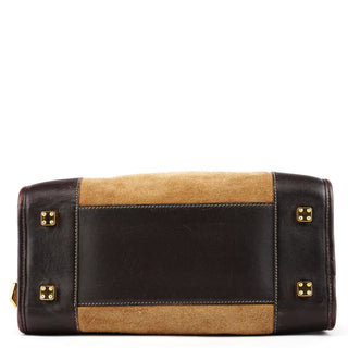 Beige Brown Suede Anagram Amazona Handbag