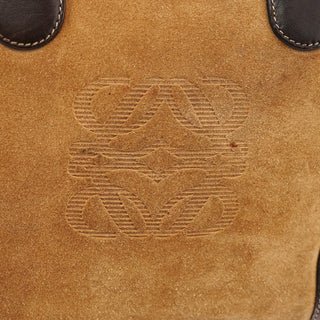 Beige Brown Suede Anagram Amazona Handbag