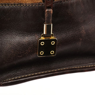 Beige Brown Suede Anagram Amazona Handbag