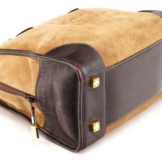 Beige Brown Suede Anagram Amazona Handbag