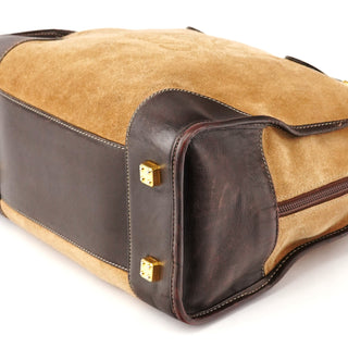 Beige Brown Suede Anagram Amazona Handbag