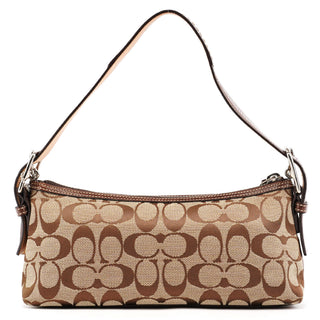 7039 Beige Signature Canvas Suede Demi Shoulder Bag