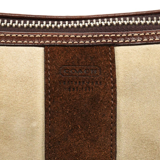 7039 Beige Signature Canvas Suede Demi Shoulder Bag