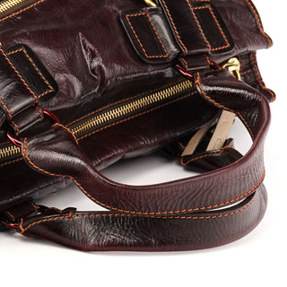 Burgundy Patent Leather Bay Tote Bag