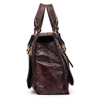 Burgundy Patent Leather Bay Tote Bag