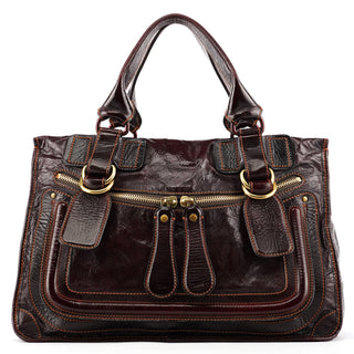 Burgundy Patent Leather Bay Tote Bag