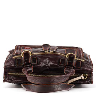 Burgundy Patent Leather Bay Tote Bag