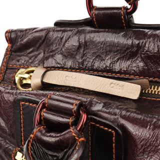 Burgundy Patent Leather Bay Tote Bag