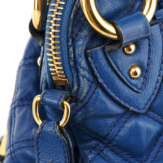 Blue Quilted Leather Stam 2-Way Bag