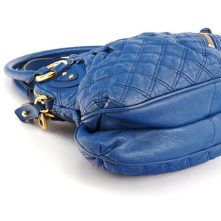 Blue Quilted Leather Stam 2-Way Bag