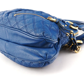 Blue Quilted Leather Stam 2-Way Bag