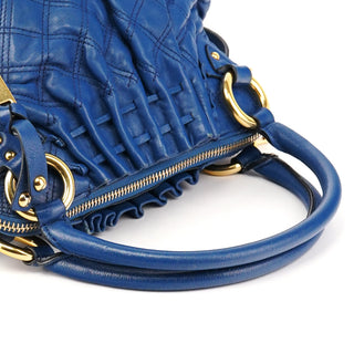 Blue Quilted Leather Stam 2-Way Bag
