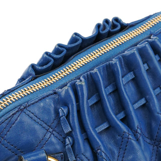 Blue Quilted Leather Stam 2-Way Bag