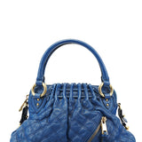 Blue Quilted Leather Stam 2-Way Bag