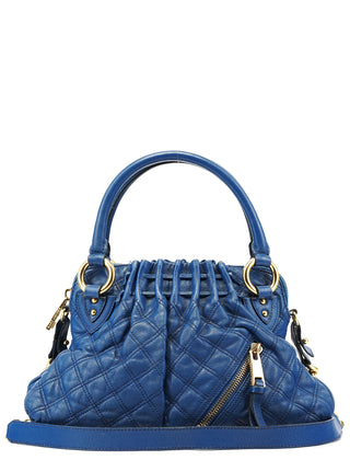 Blue Quilted Leather Stam 2-Way Bag