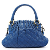 Blue Quilted Leather Stam 2-Way Bag