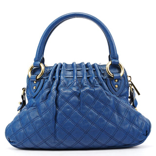 Blue Quilted Leather Stam 2-Way Bag