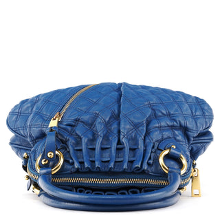 Blue Quilted Leather Stam 2-Way Bag