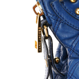 Blue Quilted Leather Stam 2-Way Bag