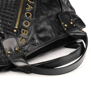 Black Leather Studded Irina Tote Bag