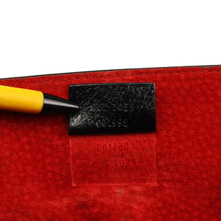 002 1059 Black Leather Bamboo Top Handle Bag