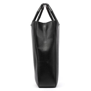 002 1059 Black Leather Bamboo Top Handle Bag