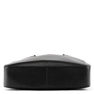 002 1059 Black Leather Bamboo Top Handle Bag