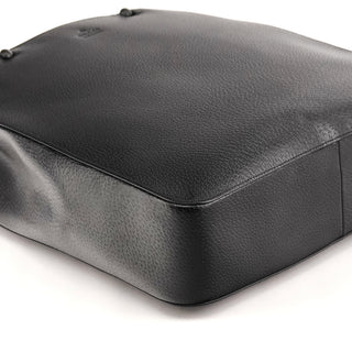 002 1059 Black Leather Bamboo Top Handle Bag