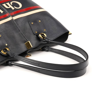 Navy Leather Vick Tote Bag