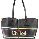 Navy Leather Vick Tote Bag
