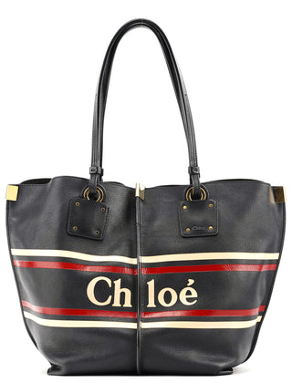 Navy Leather Vick Tote Bag