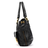 Sac deux portés Multi-Pocket en cuir noir
