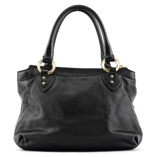 Black Leather Multi-Pocket 2-Way Bag