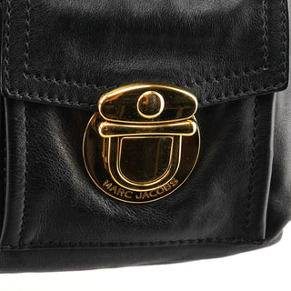 Black Leather Multi-Pocket 2-Way Bag