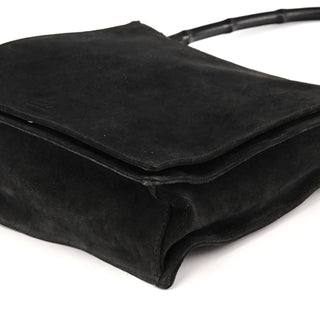 001 3243 Black Suede Bamboo Shoulder Bag
