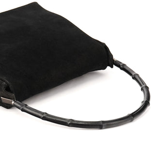 001 3243 Black Suede Bamboo Shoulder Bag