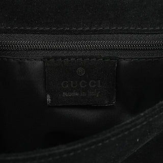 001 3243 Black Suede Bamboo Shoulder Bag