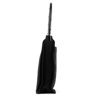 001 3243 Black Suede Bamboo Shoulder Bag