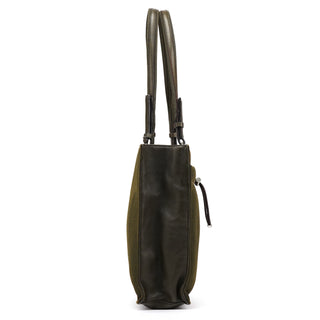 B9386 Olive Green Nylon Mesh Rete City Tote Bag