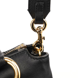 Black Leather Multi-Pocket 2-Way Bag
