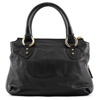 Black Leather Multi-Pocket 2-Way Bag