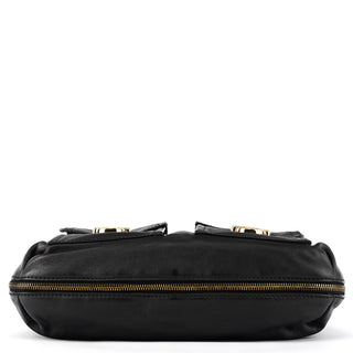 Black Leather Multi-Pocket 2-Way Bag